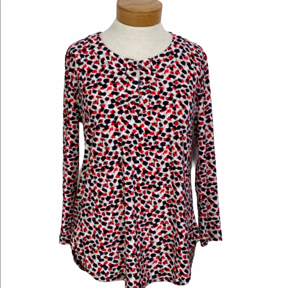 Kasper Scarlet Abstract Print Long Sleeve S